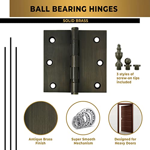 3" x 3" Solid Brass Ball Bearing Door Hinges