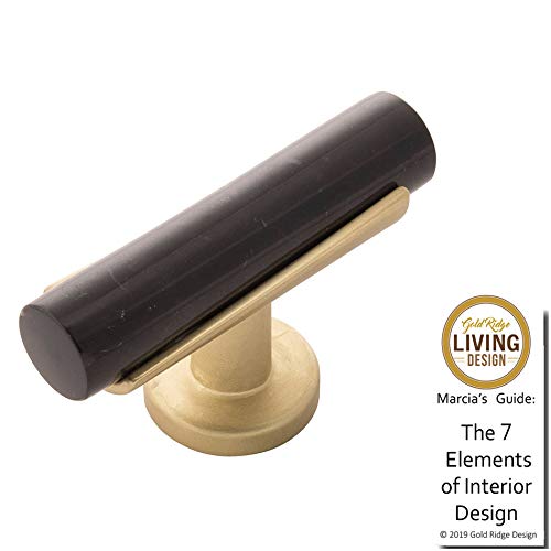 1" Brushed Gold T-Bar Cabinet Knobs, 7-Pack