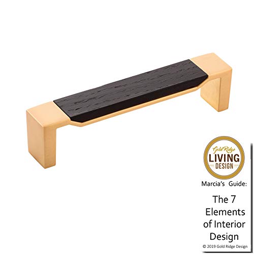 8.8" Brushed Gold & Walnut Cabinet Pulls, 7-Pack