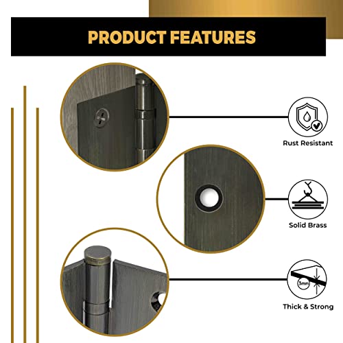 3" x 3" Solid Brass Ball Bearing Door Hinges
