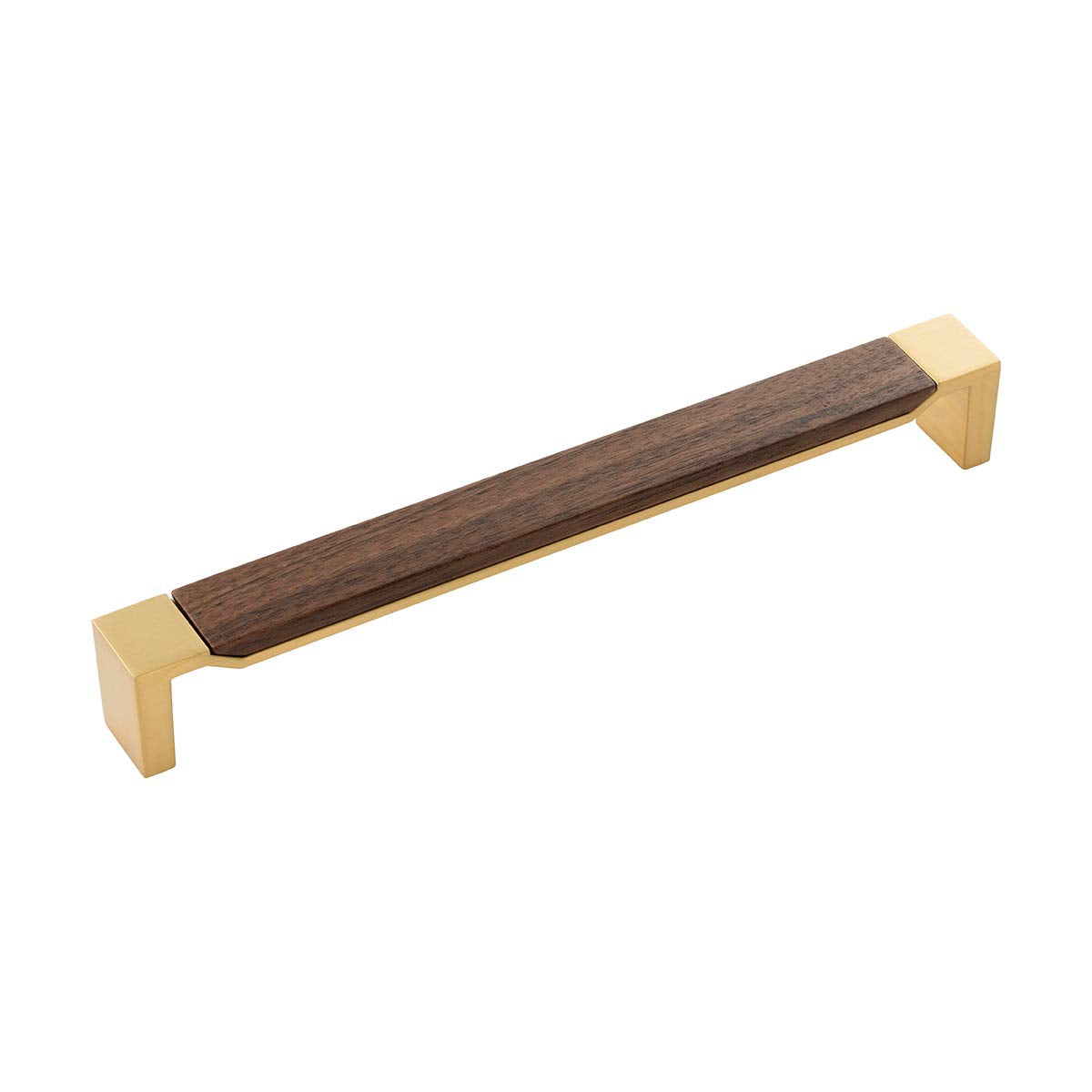 8.8" Brushed Gold & Walnut Cabinet Pulls, 7-Pack