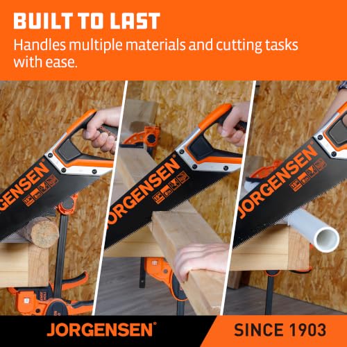JORGENSEN 15-Inch Hand Saw, 8 TPI Coarse Blade for Wood Cutting