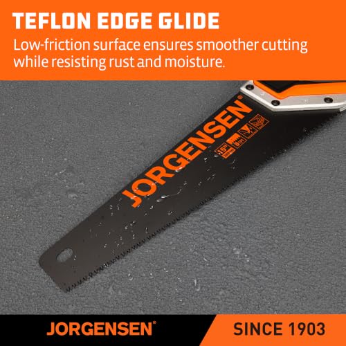 JORGENSEN 15-Inch Hand Saw, 8 TPI Coarse Blade for Wood Cutting
