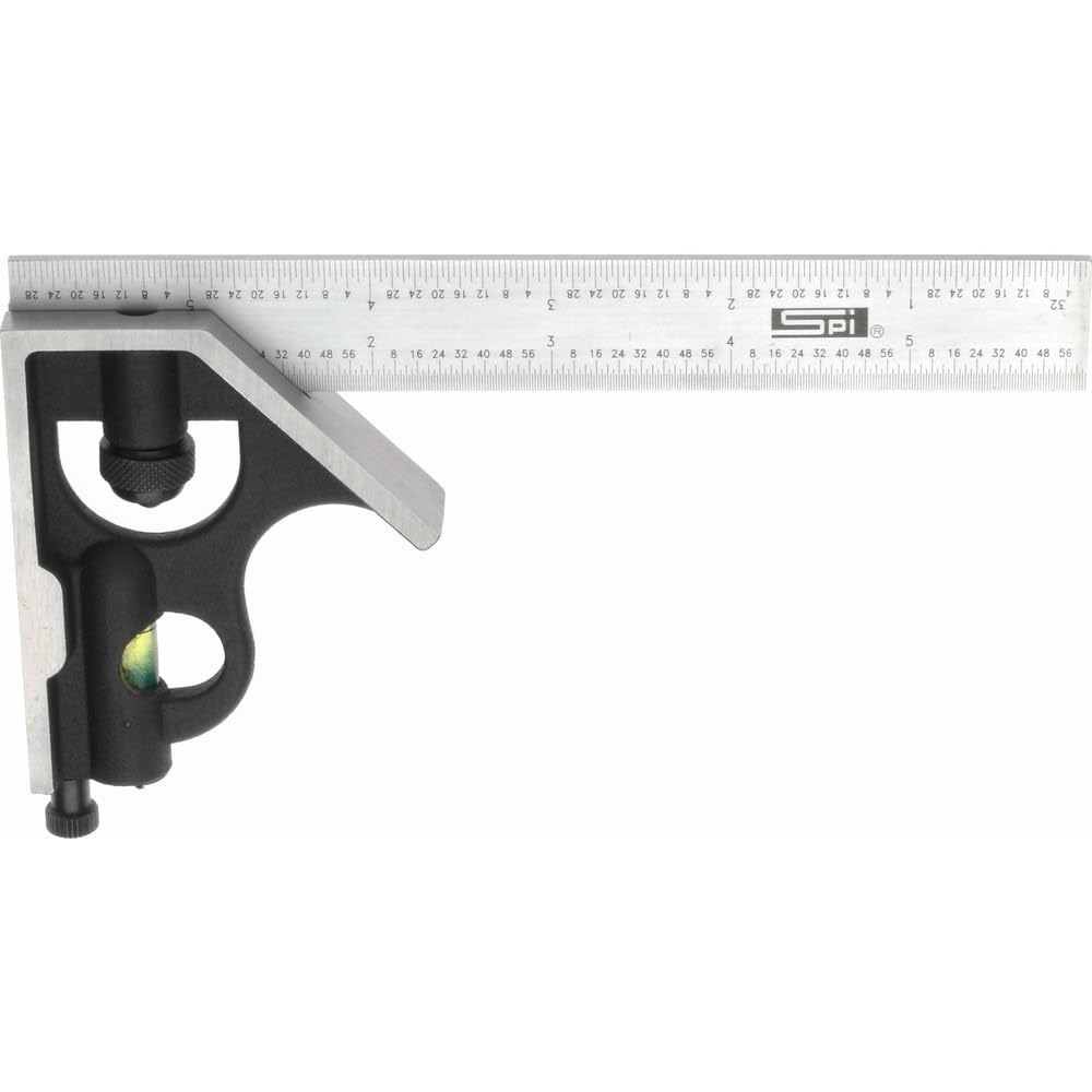 SPI 3-Piece Combination Square Set with 2 Cast Iron Heads & 4R Graduated Blade