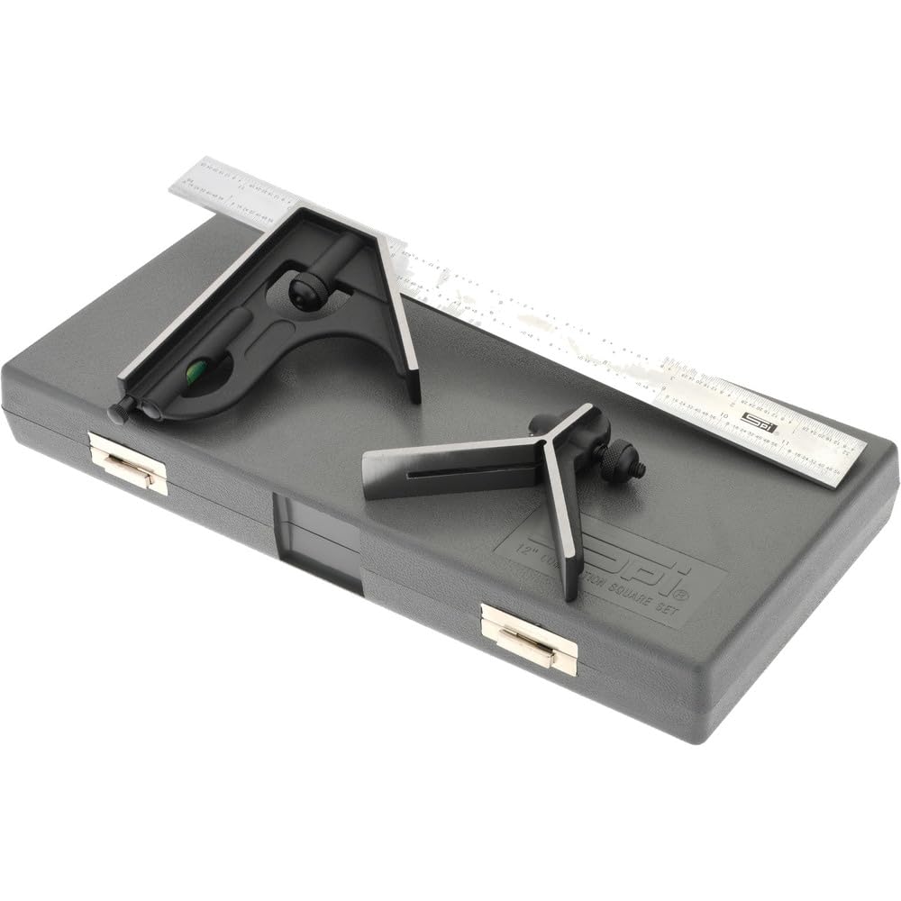 SPI 3-Piece Combination Square Set with 2 Cast Iron Heads & 4R Graduated Blade