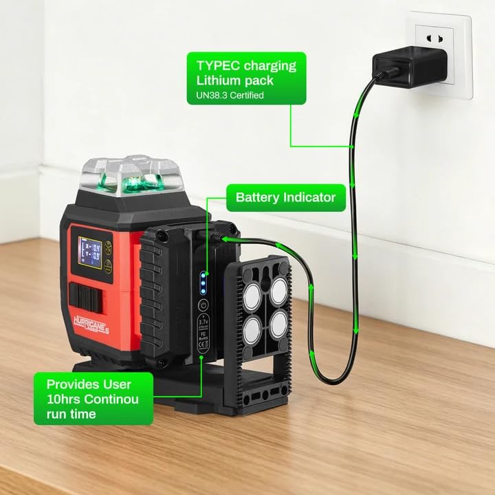 3×360° Green Self-Leveling Laser Level Kit with Receiver & Tripod