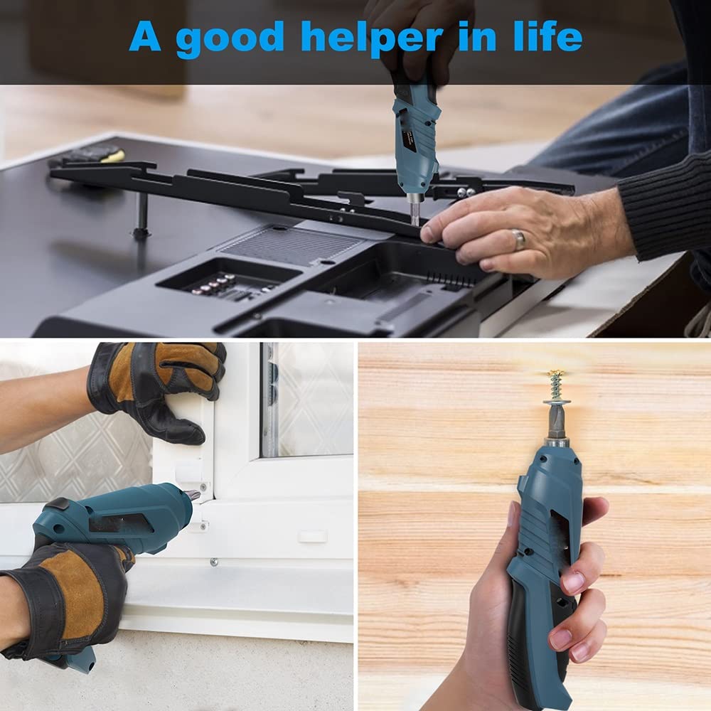 Rechargeable Cordless Screwdriver Kit with Straight & Pistol Grip
