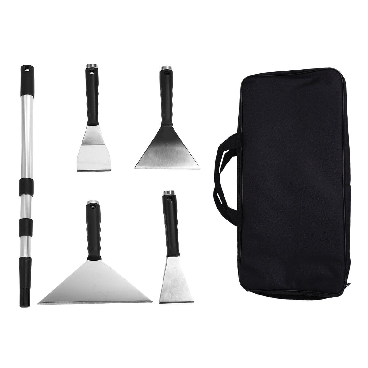 4-Piece Stainless Steel Skimming Blade Set with Telescopic Handle