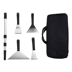 4-Piece Stainless Steel Skimming Blade Set with Telescopic Handle