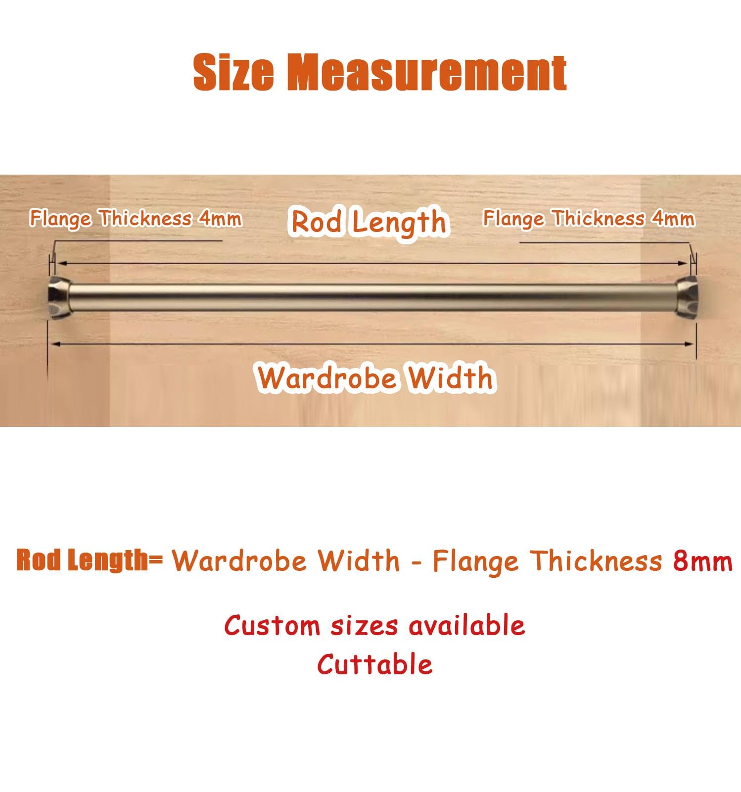 27.5" Aluminum Closet Rod with Support Brackets