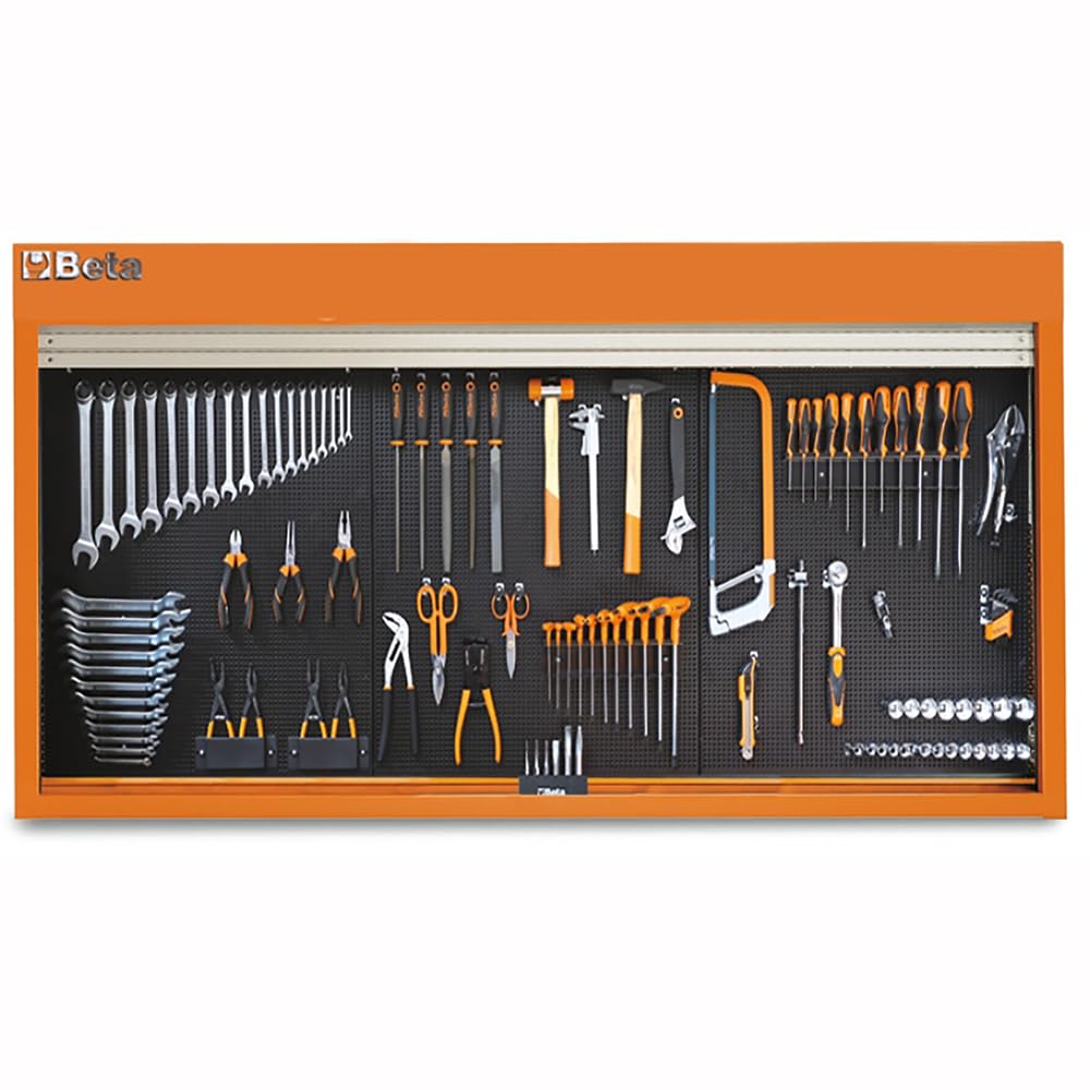 67" Lockable Wall-Mount Tool Organizer with 3 Perforated Panels