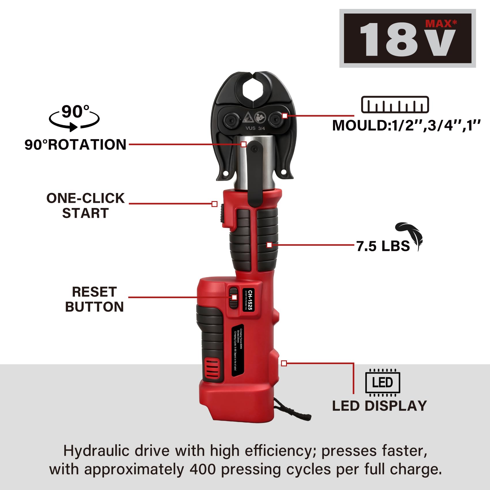 Pro Press Tool Hydraulic Electric Battery Coppper Pipe Crimping Tool