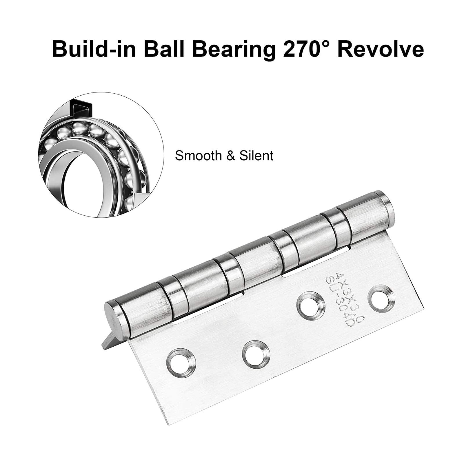 4" x 3" Stainless Steel Ball Bearing Door Hinges, 200-Pack