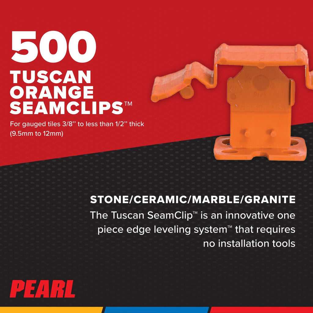 PEARL ABRASIVE CO. Tuscan Seamclip Truspace Orange 1/16", Box of 500