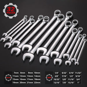 32-Piece SAE & Metric Combination Wrench Set