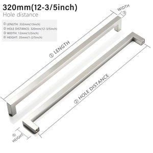 12.6" Brushed Nickel Cabinet Pulls, 320mm Hole Centers, 50-Pack