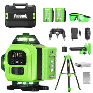 4D 360° Green Self-Leveling Laser Level with 16 Lines & 2 Batteries