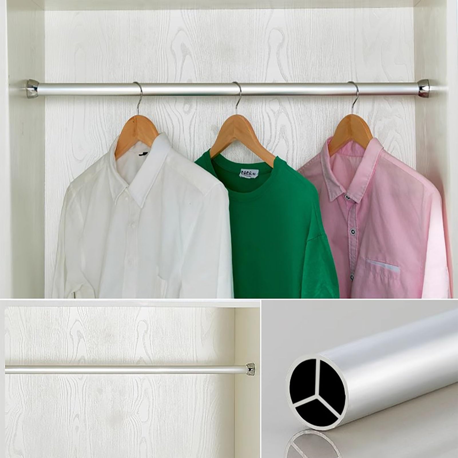 27.5" Aluminum Closet Rod with Support Brackets