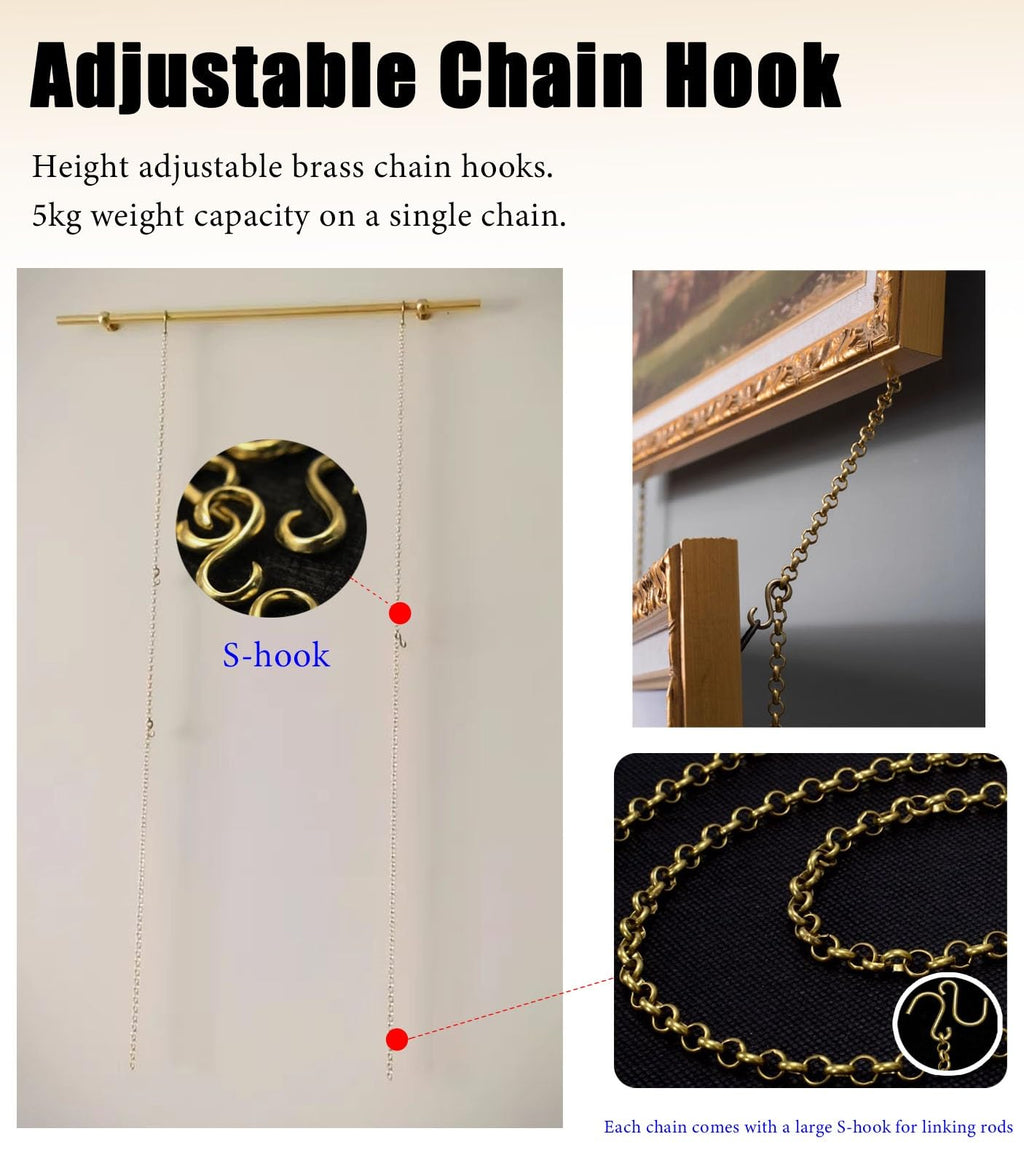 Heavy-Duty Adjustable Brass Picture Hanging Hook Kit