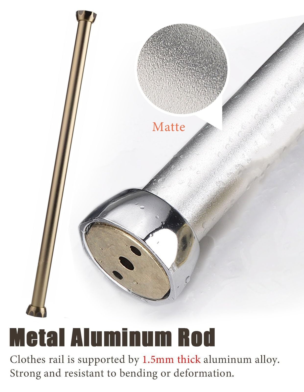 27.5" Aluminum Closet Rod with Support Brackets