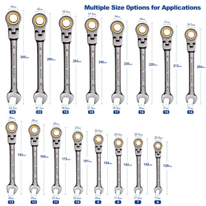 MoJoTools 3/4 inch Flex-Head Ratcheting Combination Wrench Set