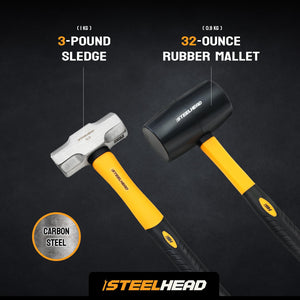 STEELHEAD 5PC Fiberglass Handle Hammer & Mallet Set, Metalworking