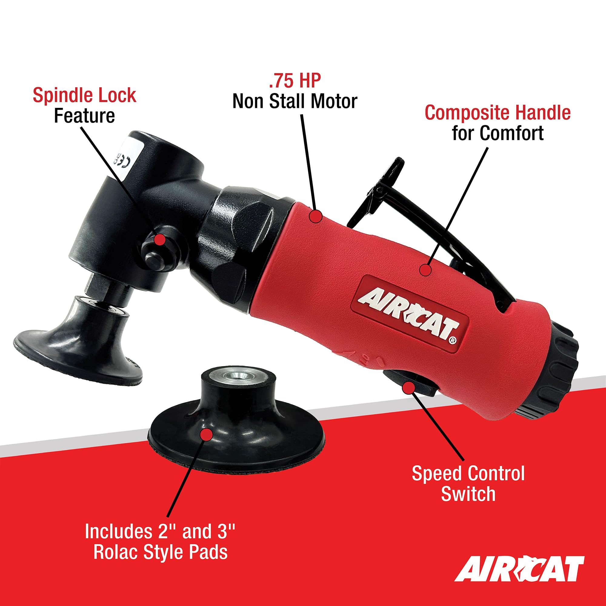 AIRCAT 6281 .75 HP Angle Disc Sander with Spindle Lock, 18,000 RPM