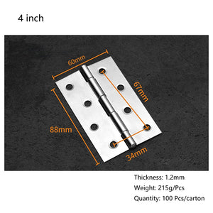 4" x 3" Stainless Steel Ball Bearing Door Hinges, 200-Pack