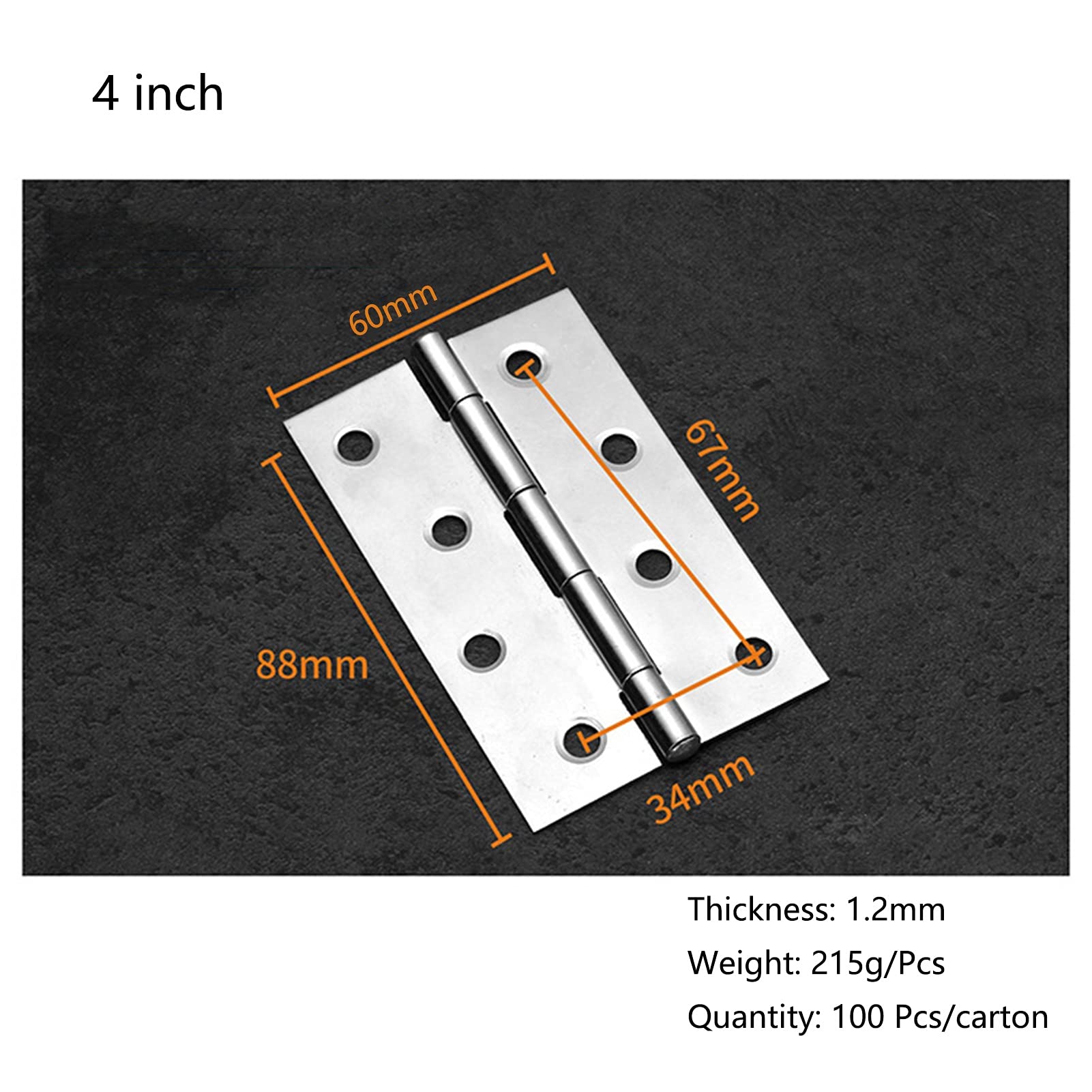 4" x 3" Stainless Steel Ball Bearing Door Hinges, 200-Pack