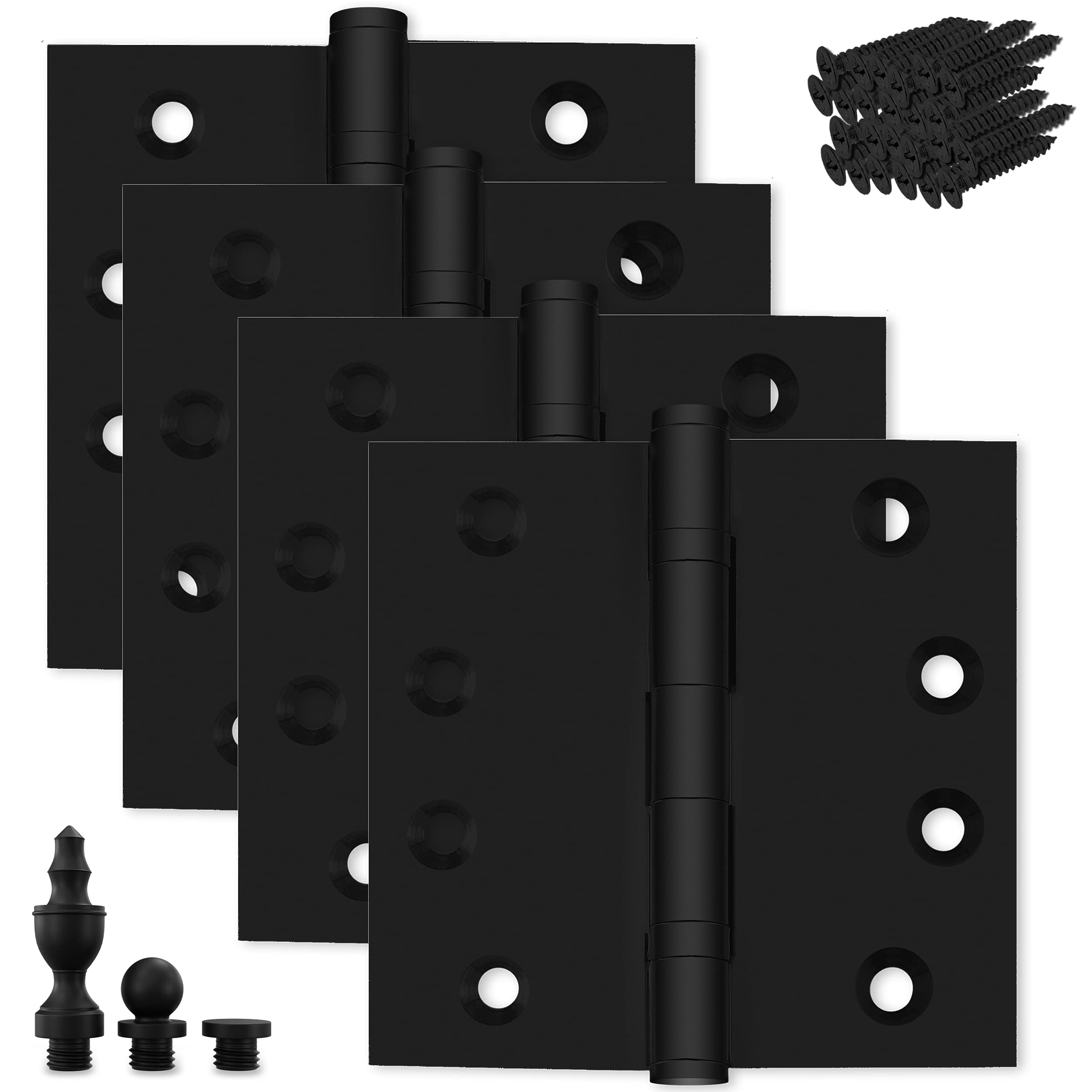4.5" x 4.5" Heavy-Duty Ball Bearing Door Hinges, 24-Piece Set