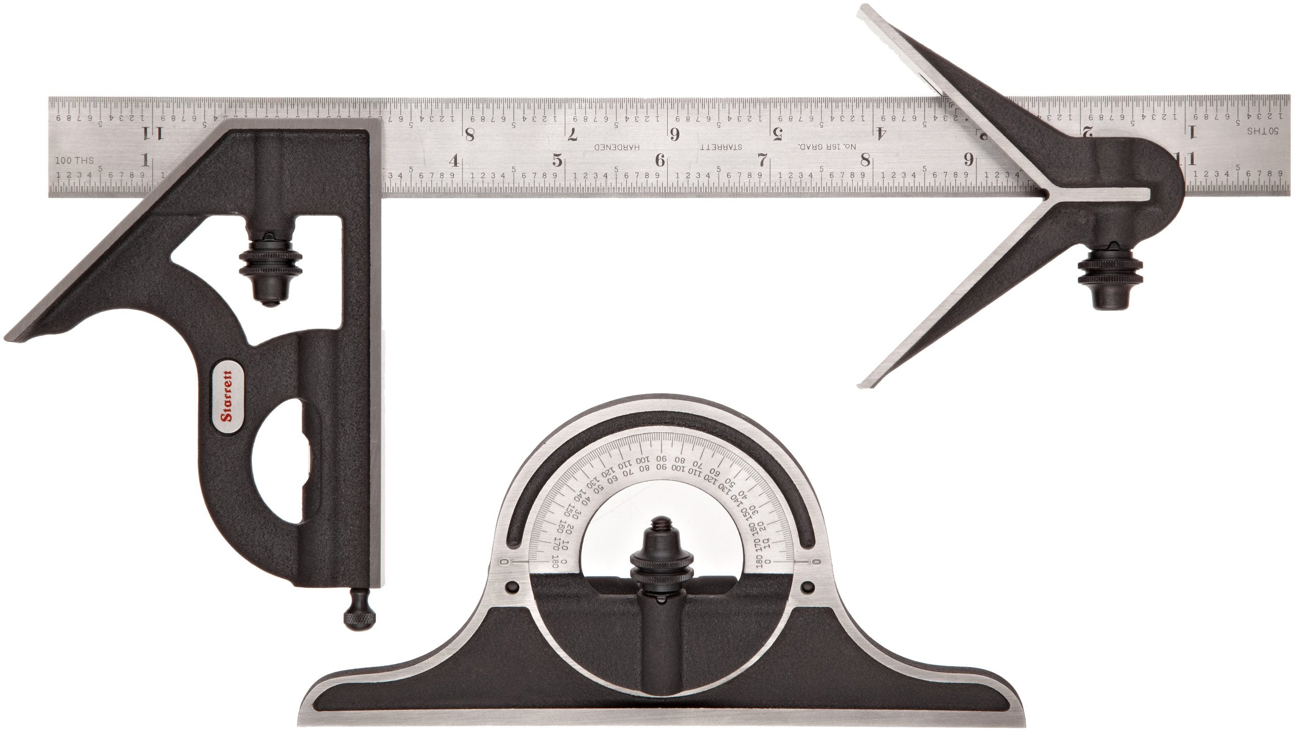 Starrett Combination Set with Square, Center and Protractor Head and Blade