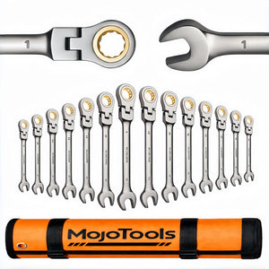 MoJoTools 3/4 inch Flex-Head Ratcheting Combination Wrench Set