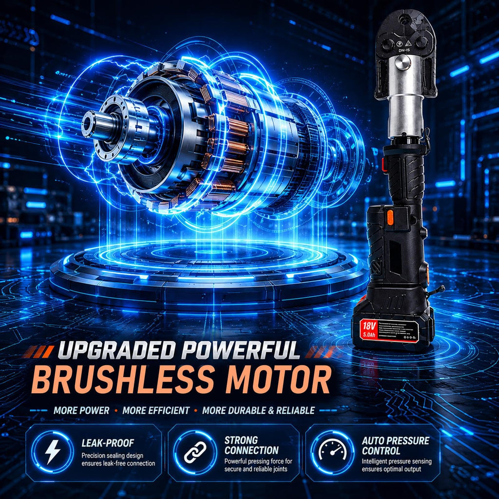 18V Press Tool for Copper Pipe, 32kN Kit with 6 Jaws and 2 Batteries