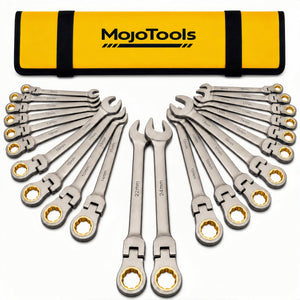 MoJoTools 3/4 inch Flex-Head Ratcheting Combination Wrench Set