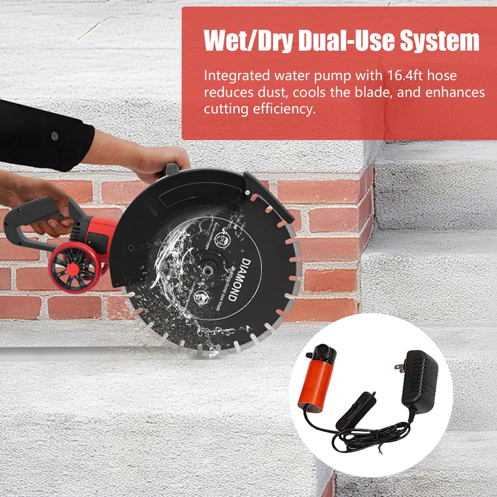 16" 4000W Wet/Dry Electric Concrete Saw with Water Pump & Blade