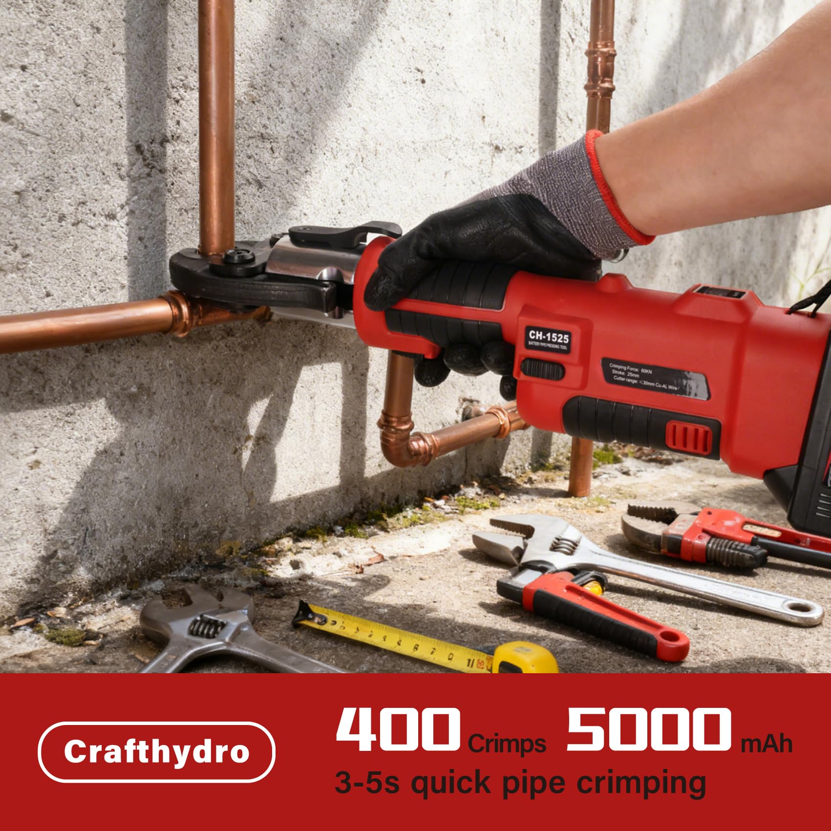 Pro Press Tool Hydraulic Electric Battery Coppper Pipe Crimping Tool
