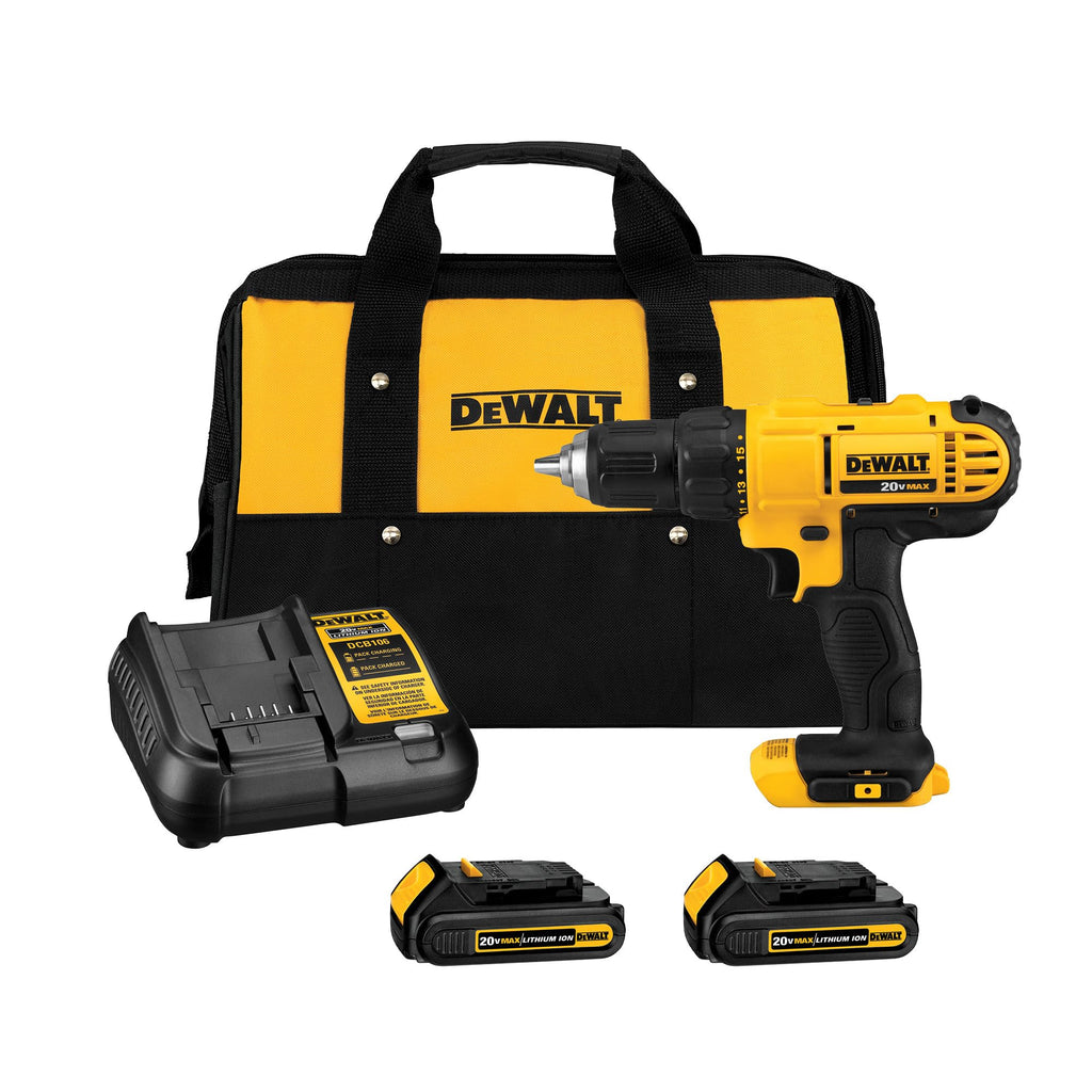 Dewalt DCD771C2 20V MAX Cordless Lithium-Ion 1/2 inch Compact Drill Driver Kit