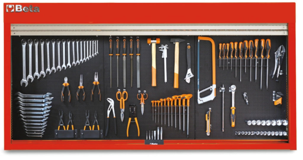 67" Lockable Wall-Mount Tool Organizer with 3 Perforated Panels