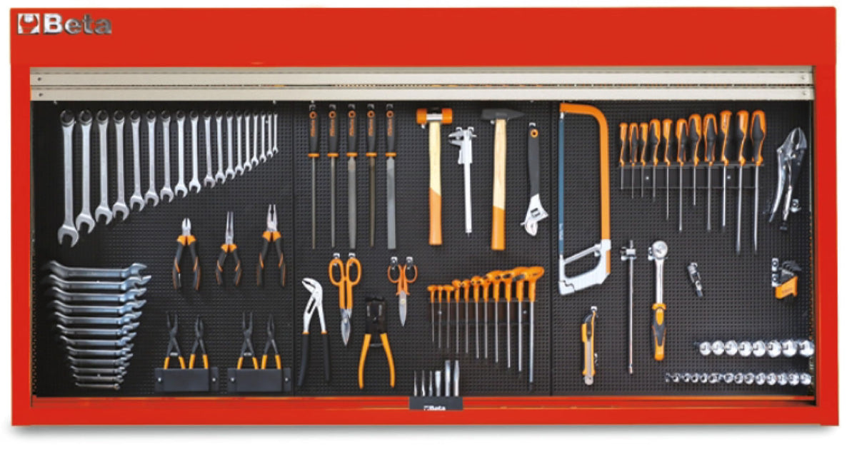 67" Lockable Wall-Mount Tool Organizer with 3 Perforated Panels