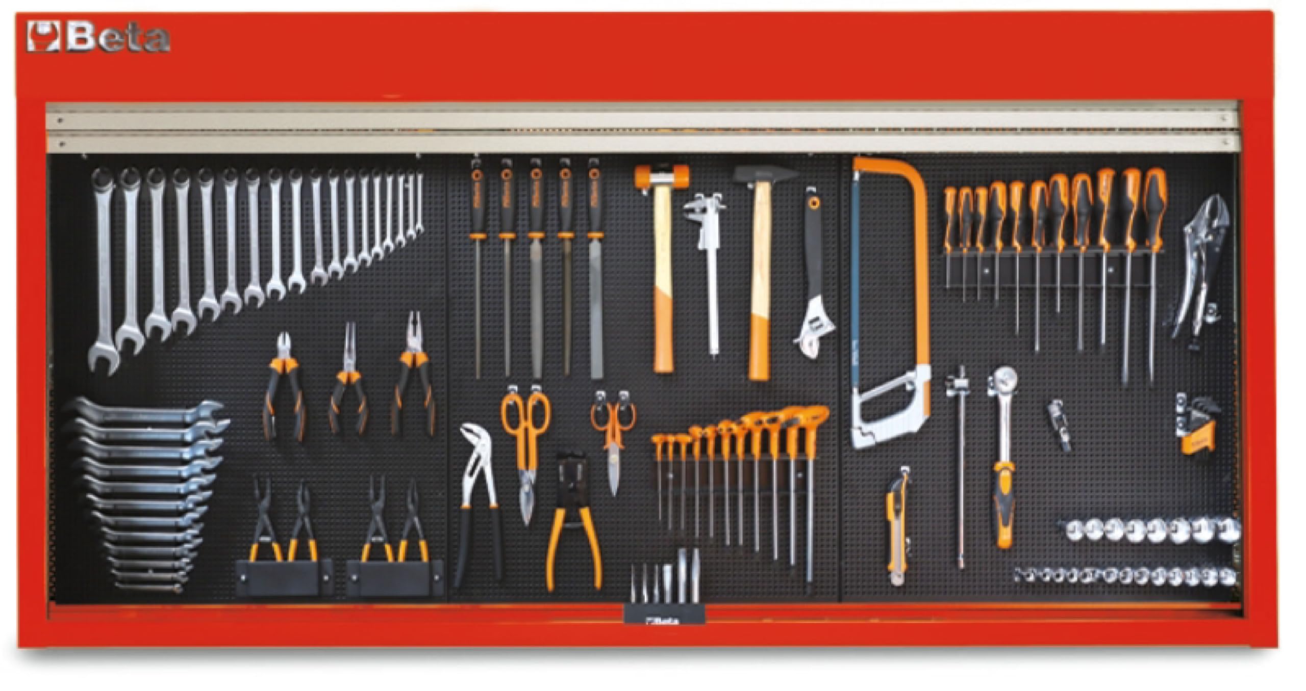 67" Lockable Wall-Mount Tool Organizer with 3 Perforated Panels