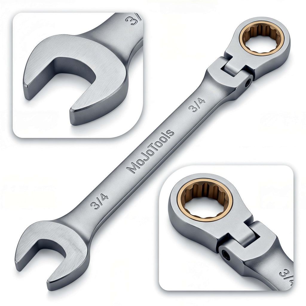 MoJoTools 3/4 inch Flex-Head Ratcheting Combination Wrench Set