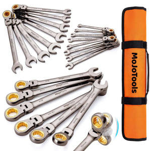 MoJoTools 3/4 inch Flex-Head Ratcheting Combination Wrench Set