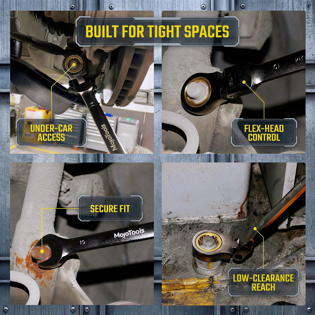 MoJoTools 3/4 inch Flex-Head Ratcheting Combination Wrench Set