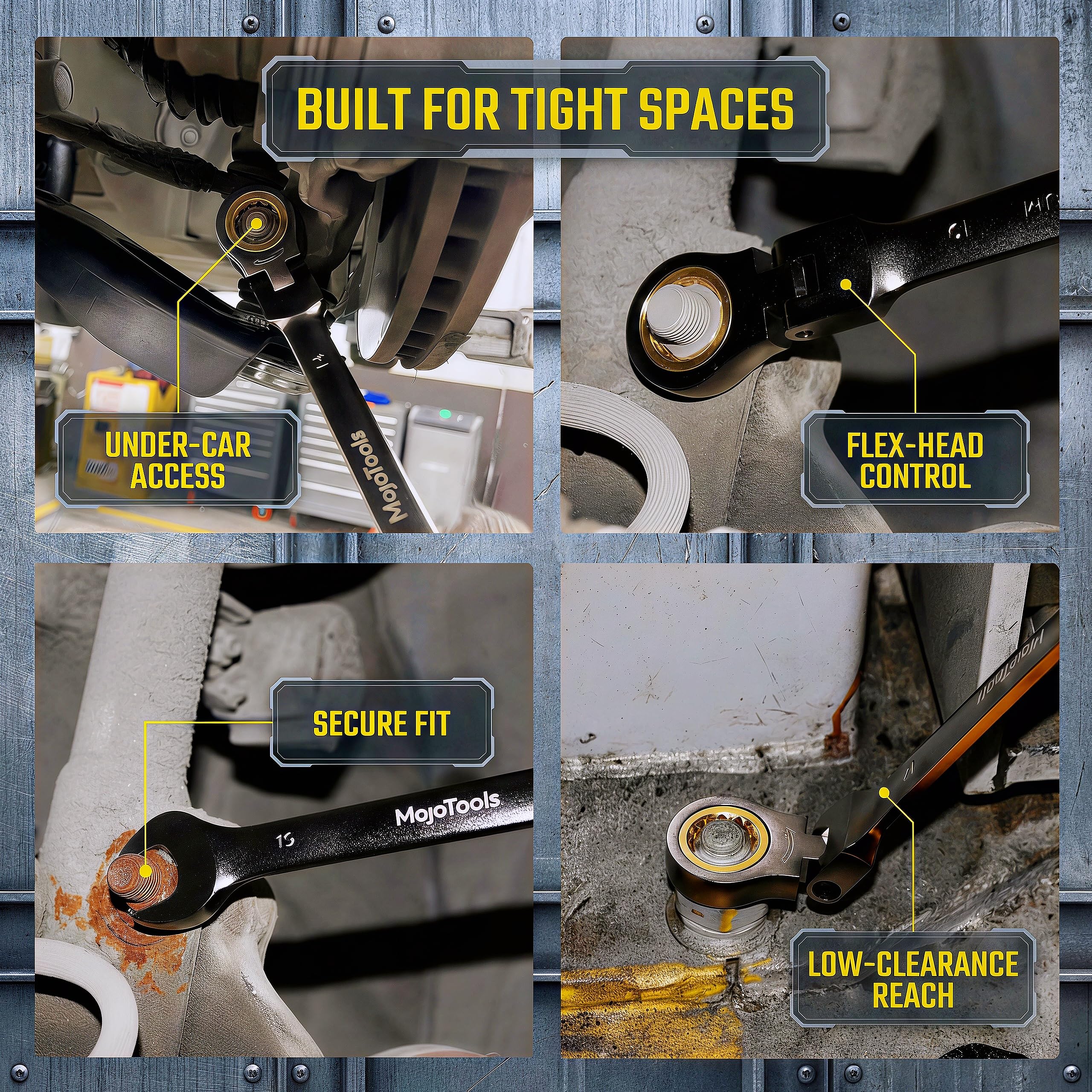 MoJoTools 3/4 inch Flex-Head Ratcheting Combination Wrench Set